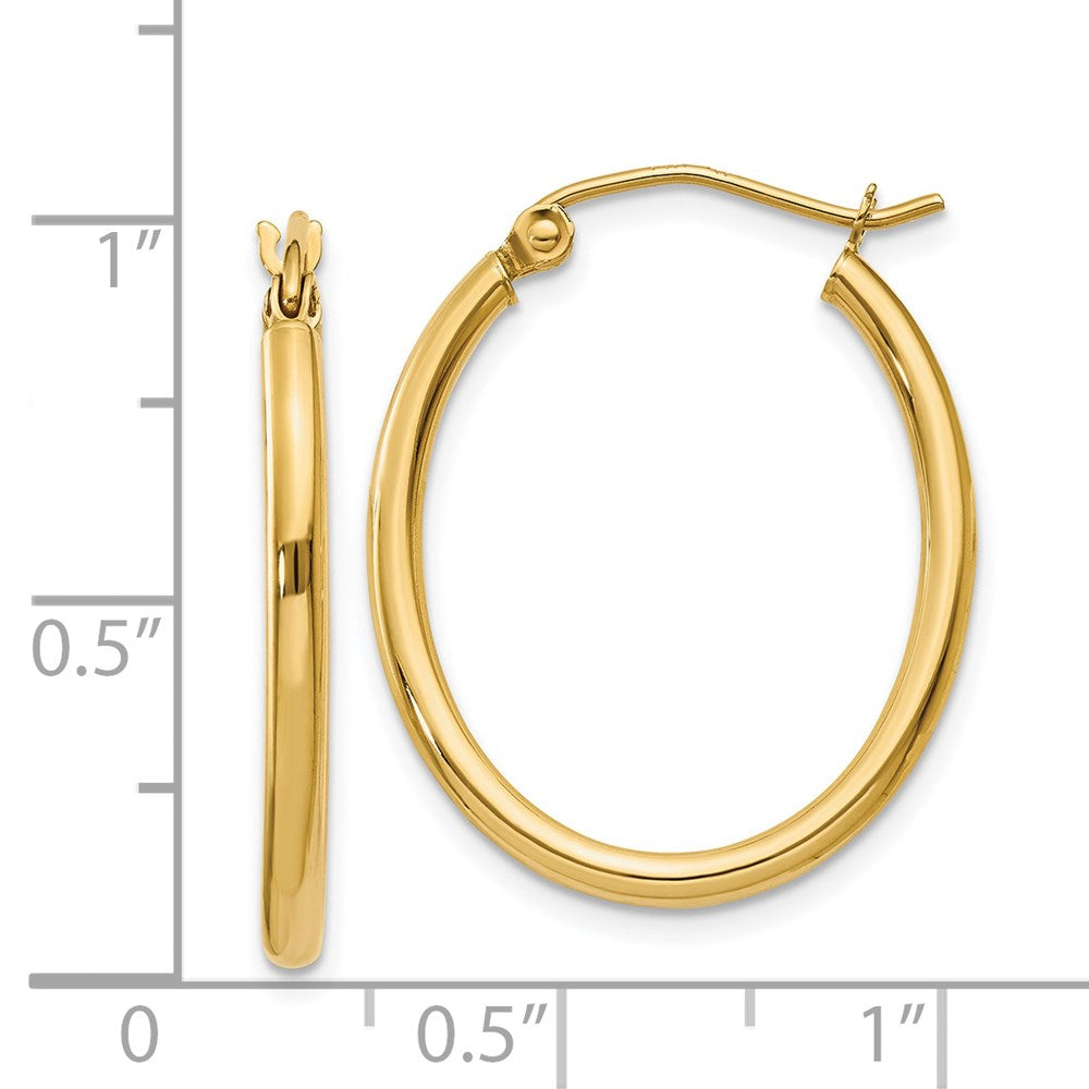 14K Yellow Gold Oval Polished Hoop Earring