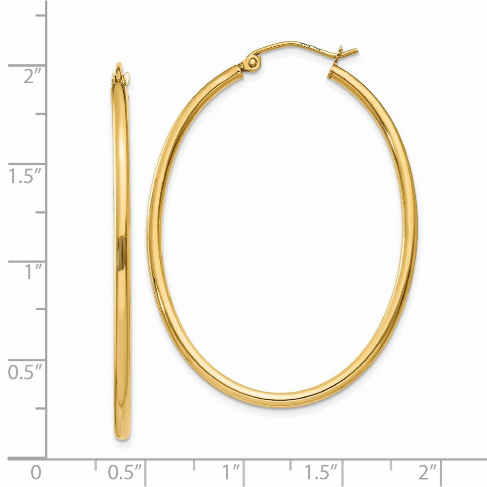 14K Yellow Gold Oval Polished Hoop Earring