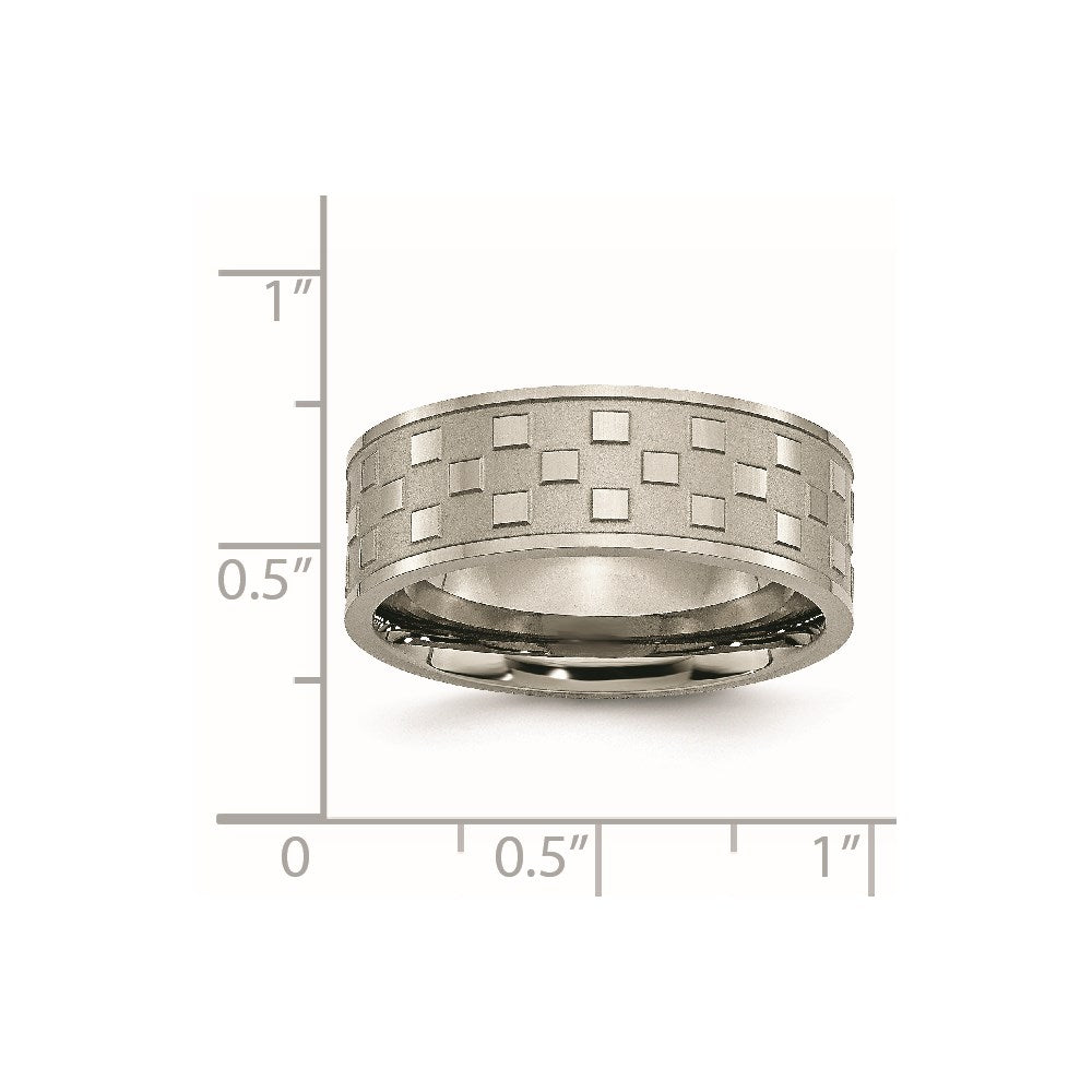 Titanium Satin And Polished Checkered 8mm Band