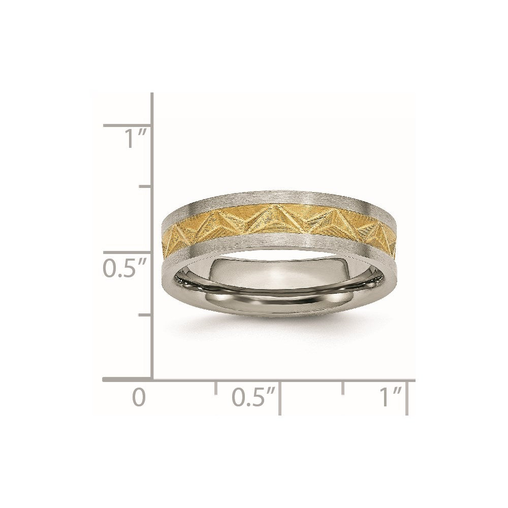 Titanium Brushed And Yellow Ip Plated Ladies 6mm Band