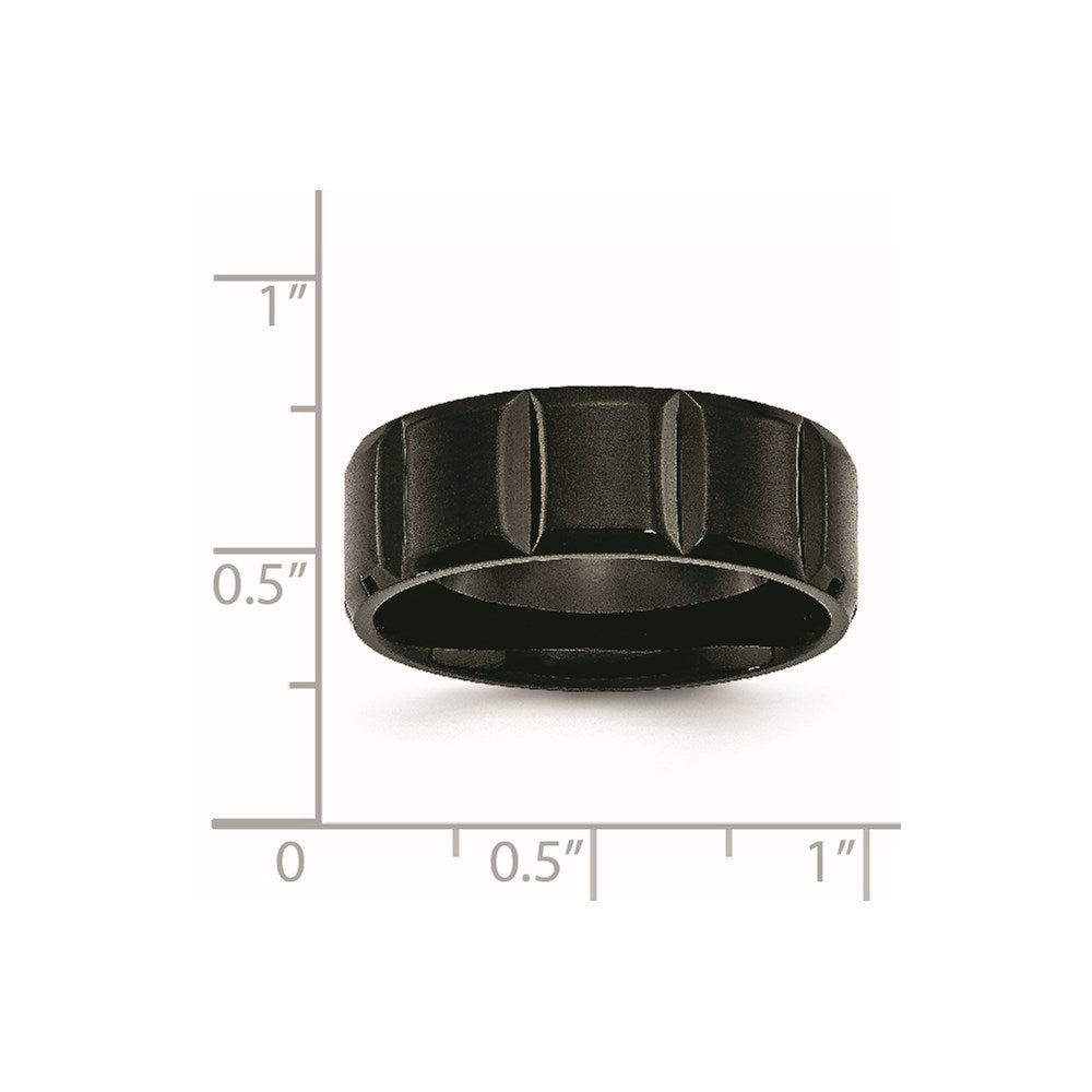 Titanium Brushed And Polished Black Ip Plated 8mm Grooved Band