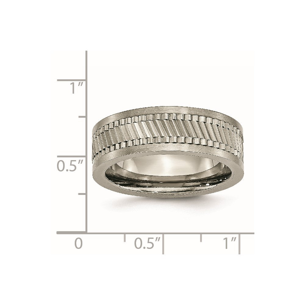 Titanium Sawtooth Design Flat Polished Brushed Edge 8mm Band