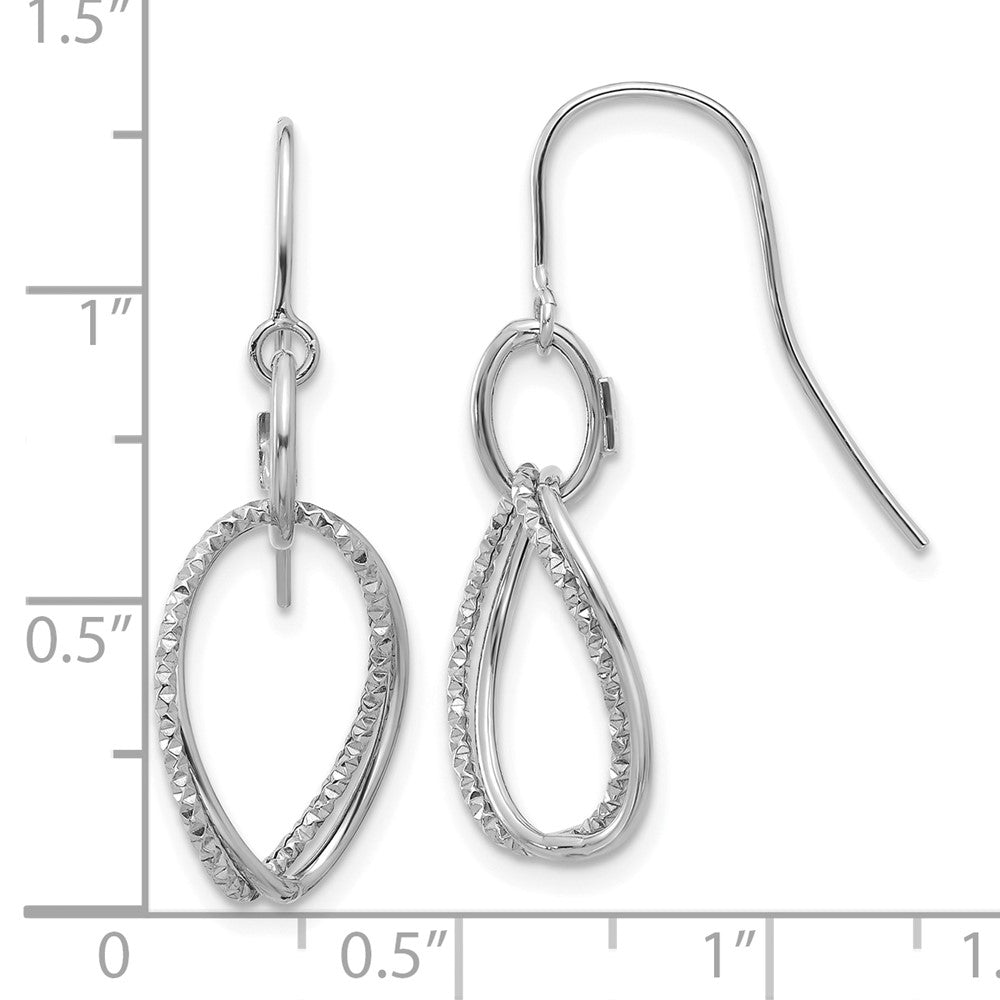10K White Gold Polished And Textured Shepherd Hook Earrings