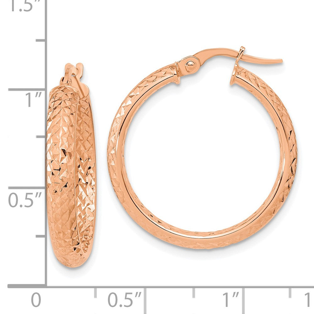 14K Rose Gold Polished And Diamond-Cut Fancy Hoop Earrings