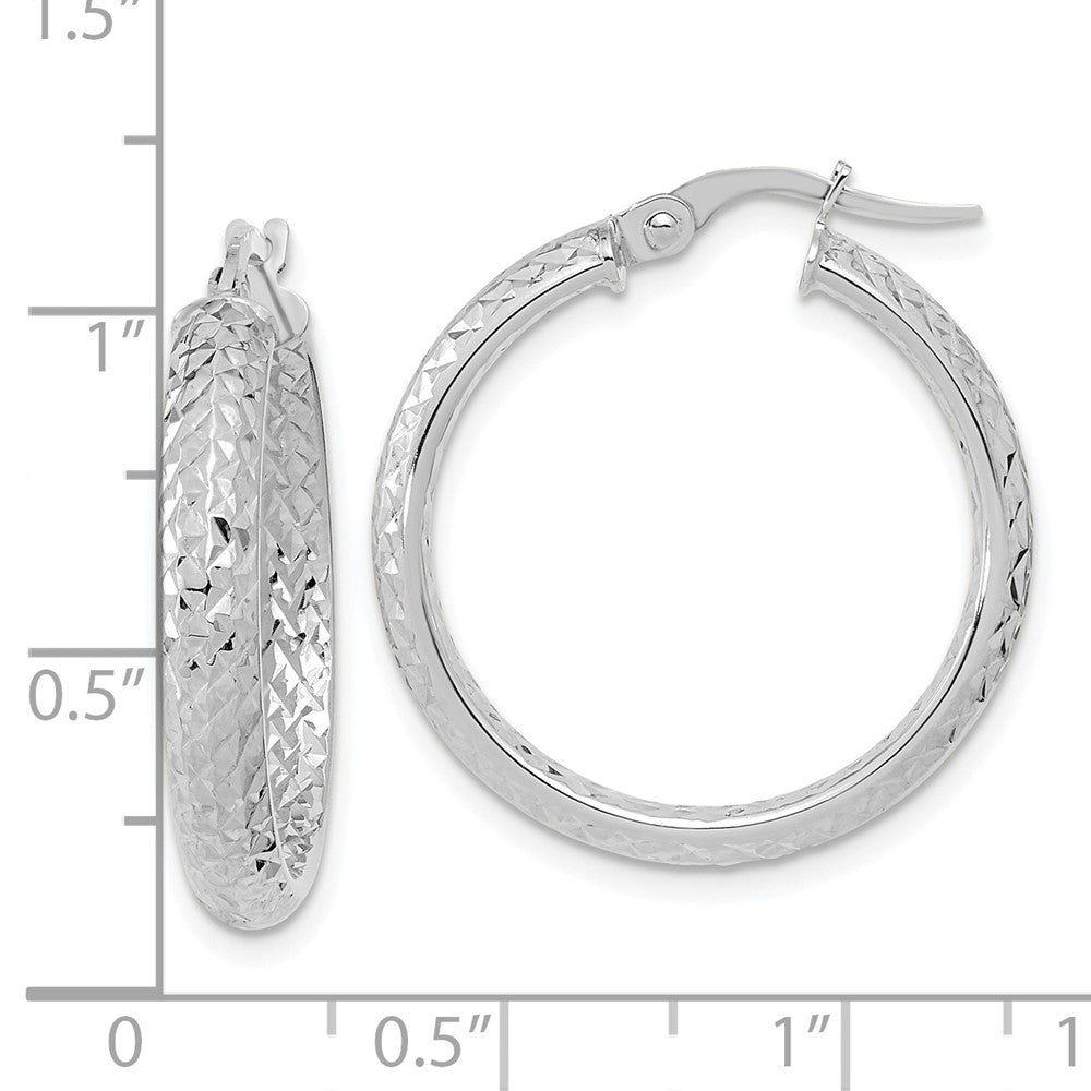 14K White Gold Polished And Diamond-Cut Inside Out Fancy Hoop Earrings