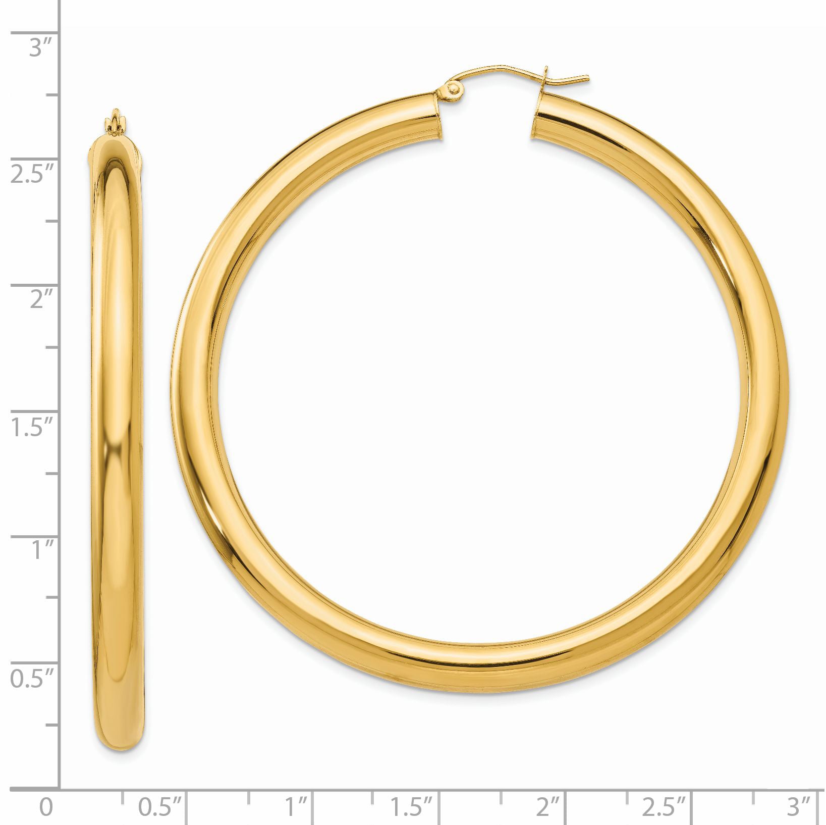 14K Yellow Gold Polished 5mm Tube Hoop Earrings