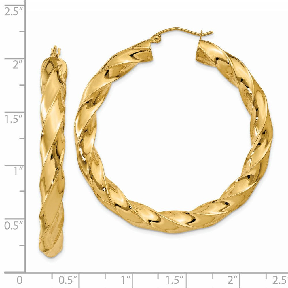 14K Yellow Gold Polished 5.0mm Twisted Hoop Earrings