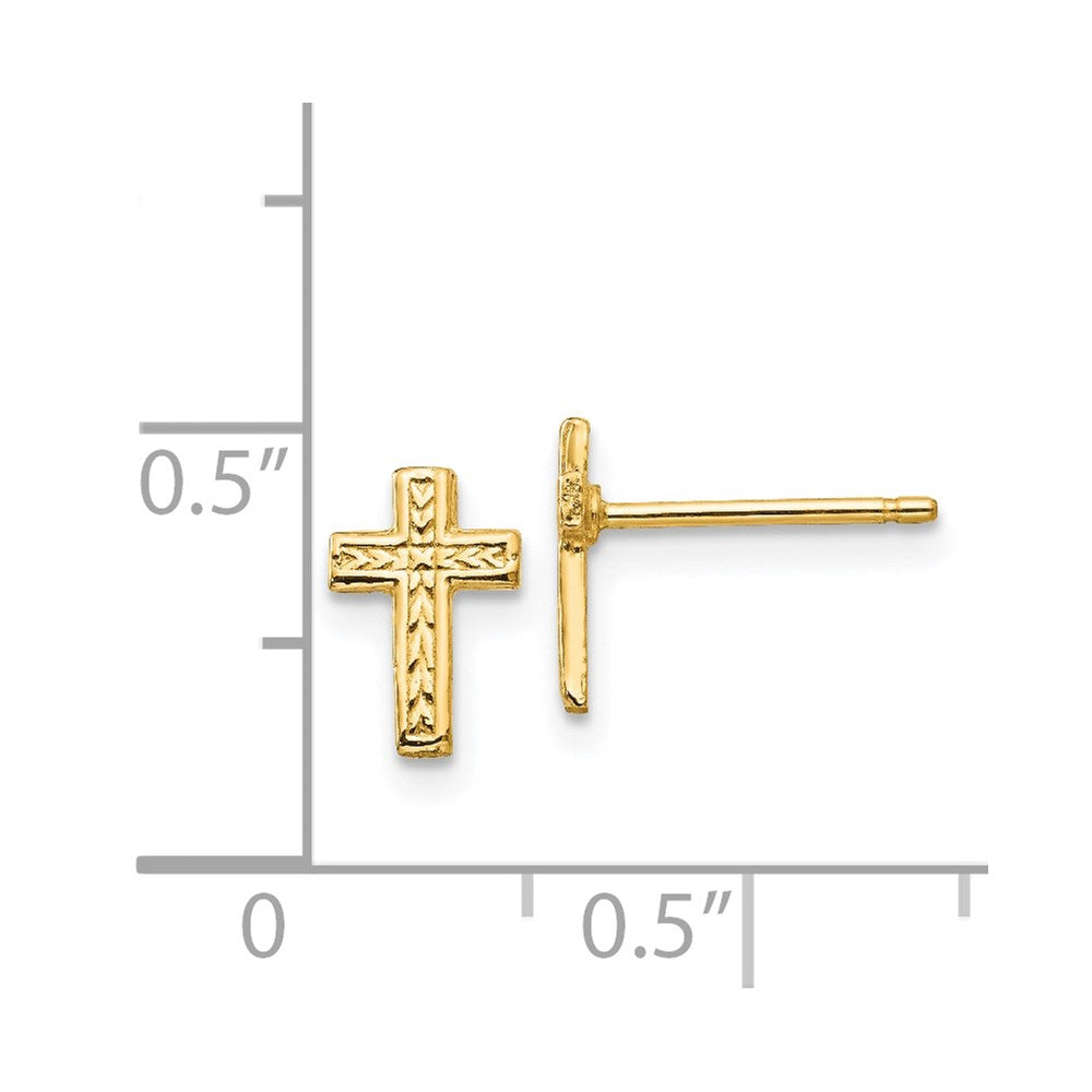 14K Yellow Gold Polished Cross Post Earrings