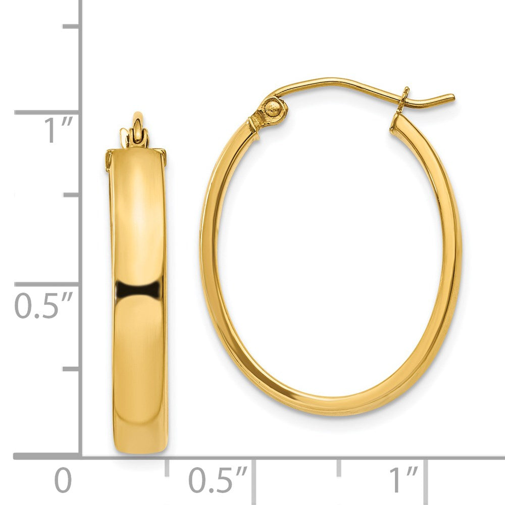 14K Yellow Gold Lightweight Oval Hoop Earrings