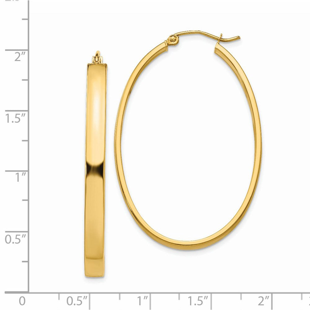 14K Yellow Gold Lightweight Oval Hoop Earrings