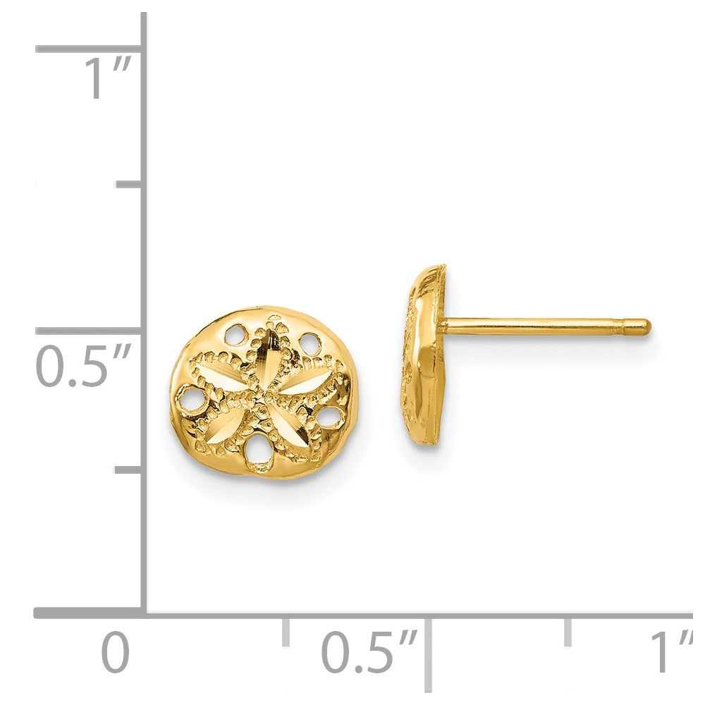 14K Yellow Gold Diamond-Cut Sand Dollar Earrings