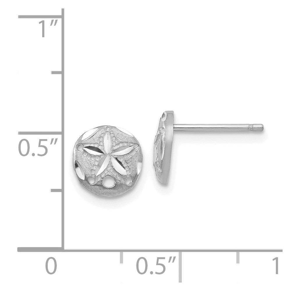 14K White Gold Diamond-Cut Sand Dollar Earrings