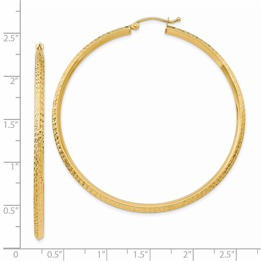 14K Yellow Gold Knife Edge Diamond-Cut Hollow Hoop Earrings