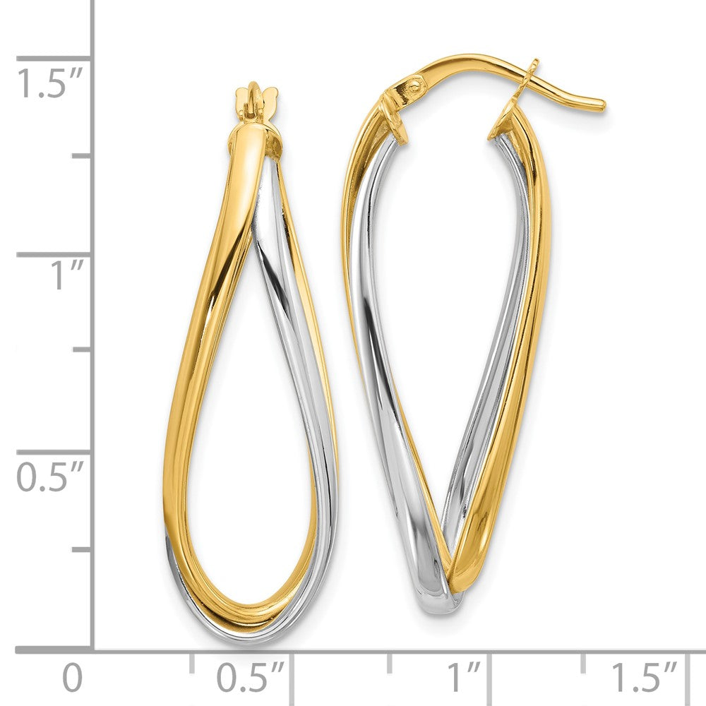 14K Two-Tone Two Tone Polished Oval Double Hoops