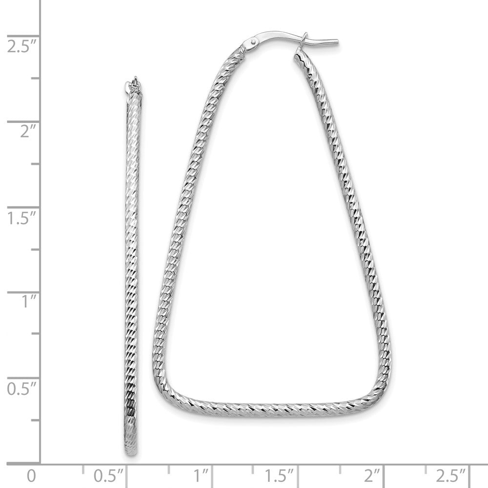 14K White Gold Polished & Diamond-Cut Double Triangle Hoop Earrings
