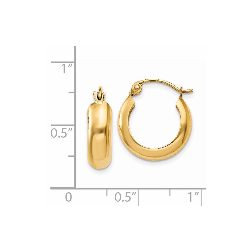 14K Yellow Gold Polished 4.75mm Round Hoop Earrings