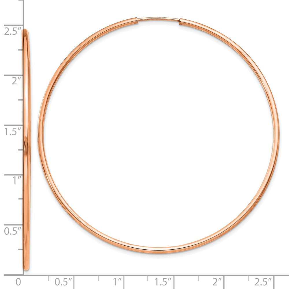 14K Rose Gold 1.5mm Polished Endless Hoop Earrings