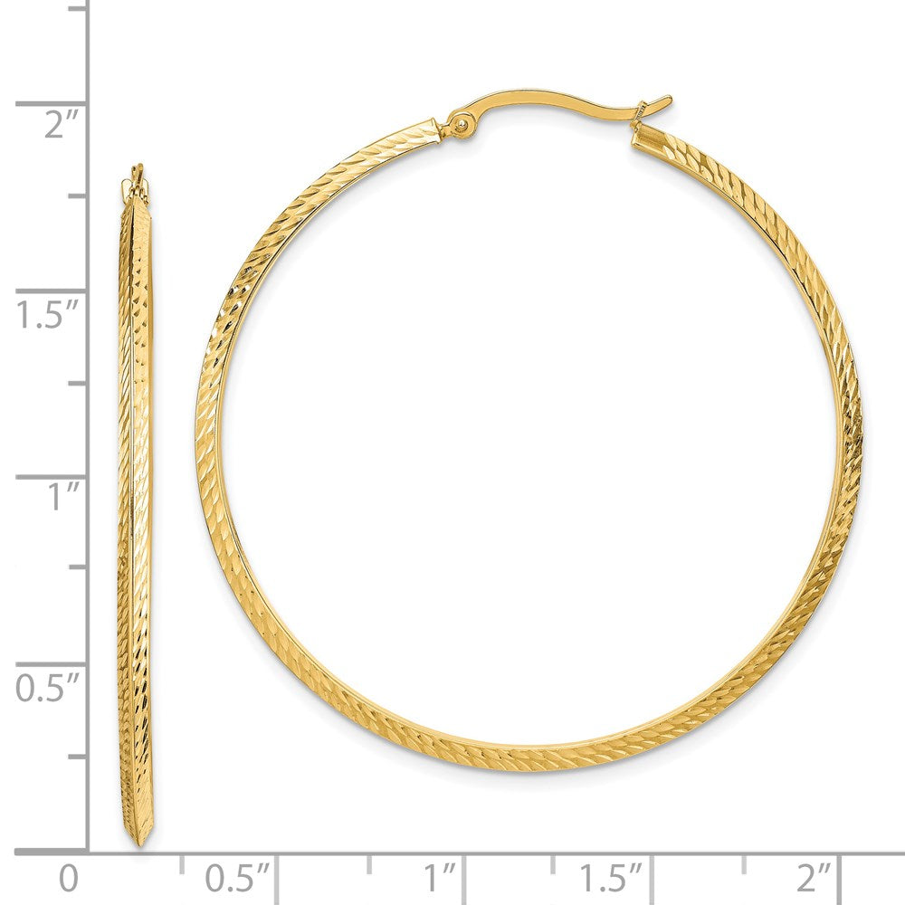 14K Yellow Gold Polished Diamond-Cut Hoop Earrings