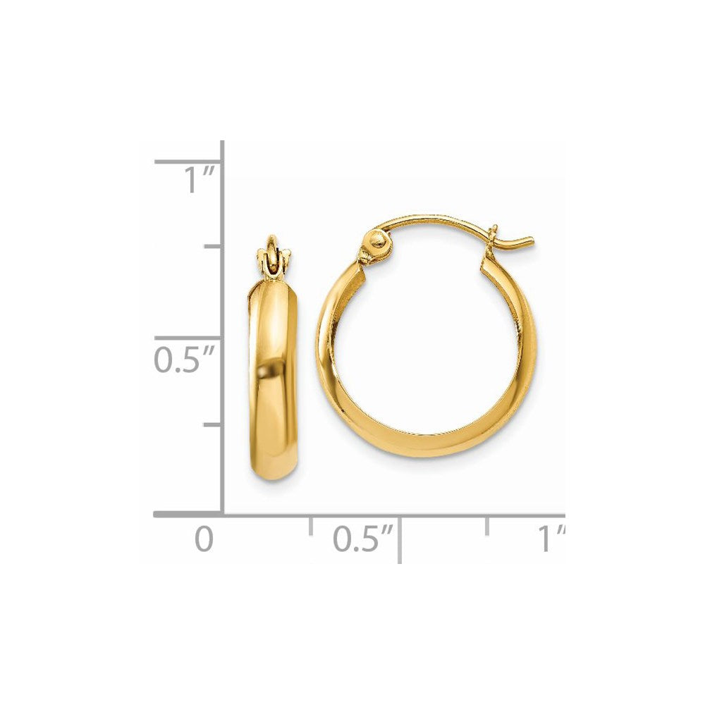 14K Yellow Gold Polished 3.5mm Hoop Earrings