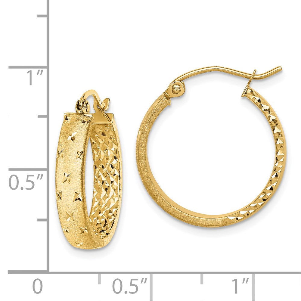 14K Yellow Gold Polished Diamond-Cut In/Out Hoop Earrings