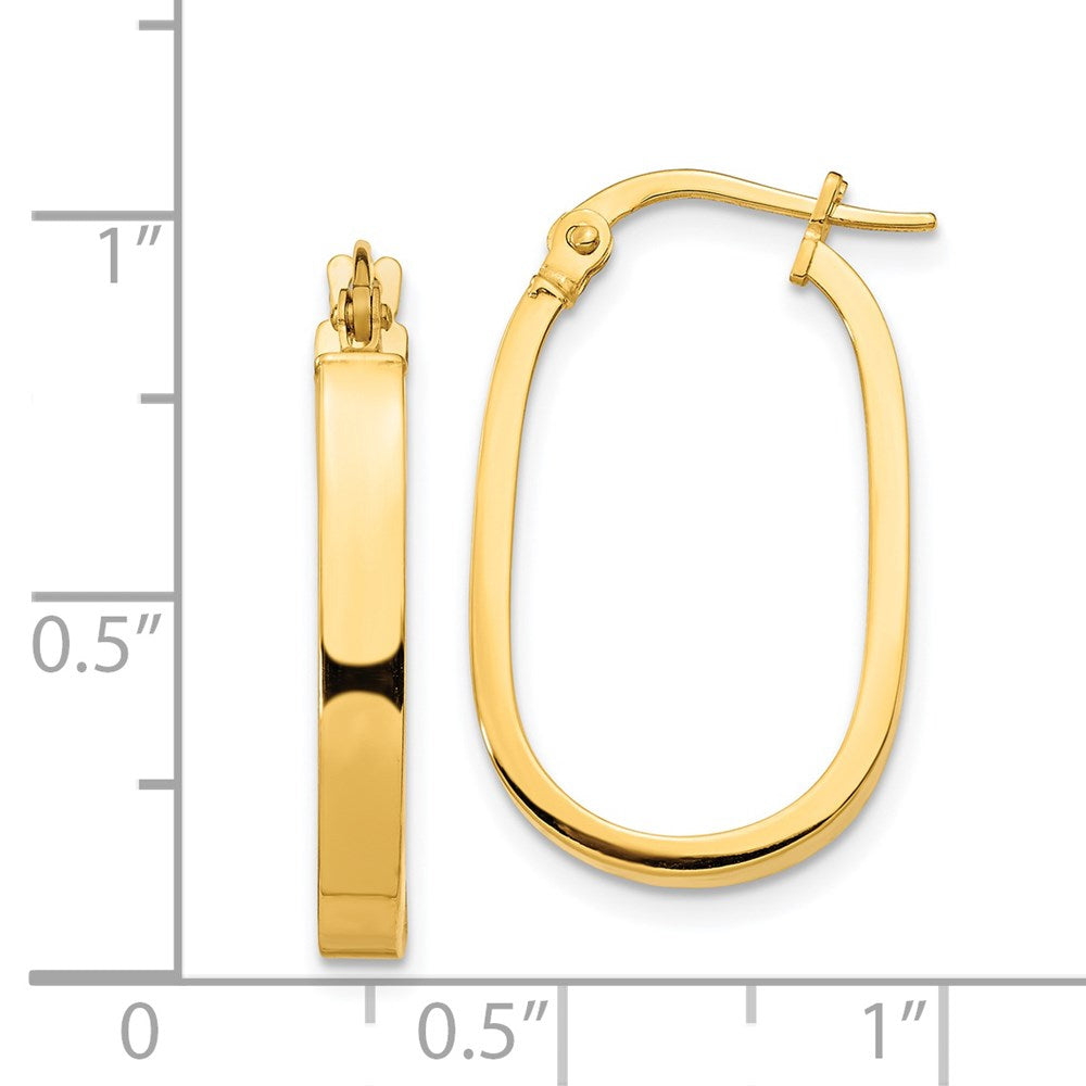 14K Yellow Gold 3X2mm Oval Hoop Earrings