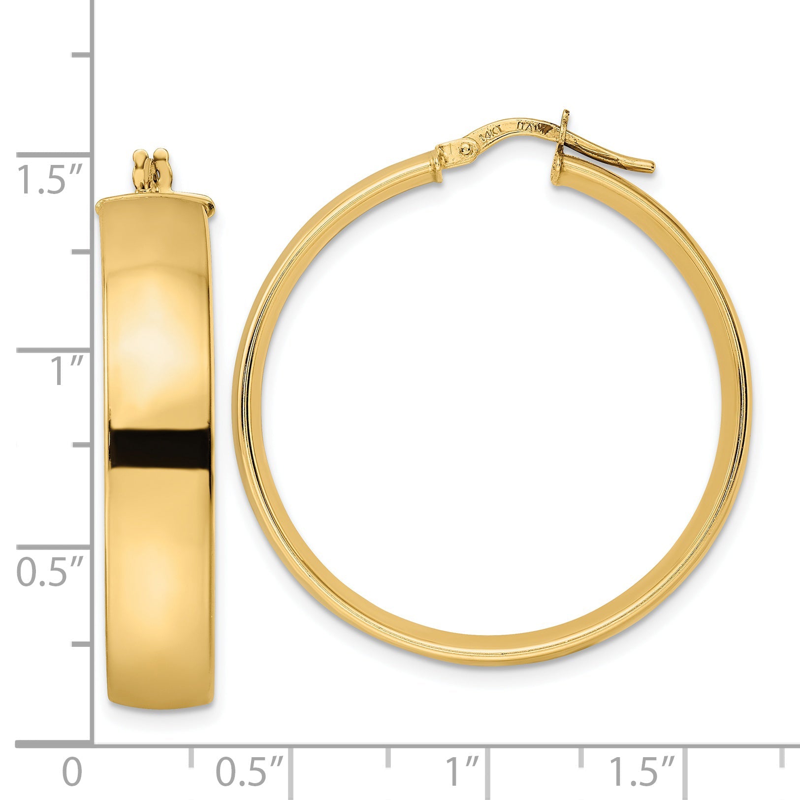 14K Yellow Gold Polished Hoop Earrings