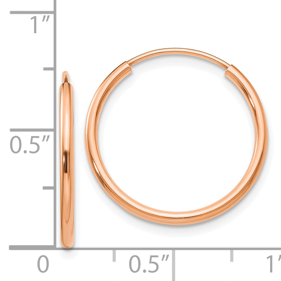 14K Rose Gold Polished Endless Tube Hoop Earrings