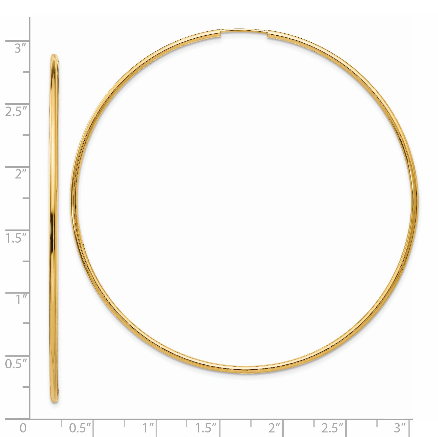 14K Yellow Gold Endless Hoop Earrings