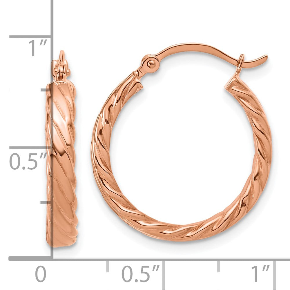 14K Rose Gold Small 3mm Patterned Hoop Earrings