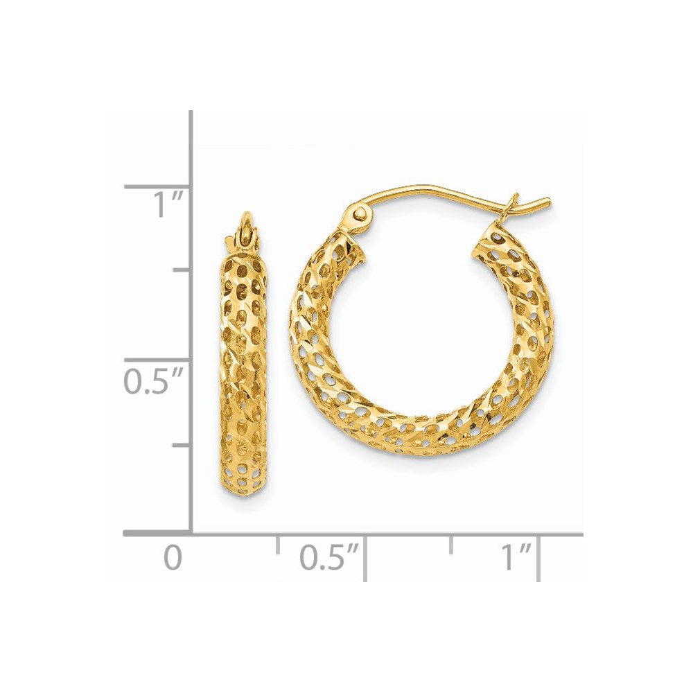 14K Yellow Gold Mesh Hoop Earrings