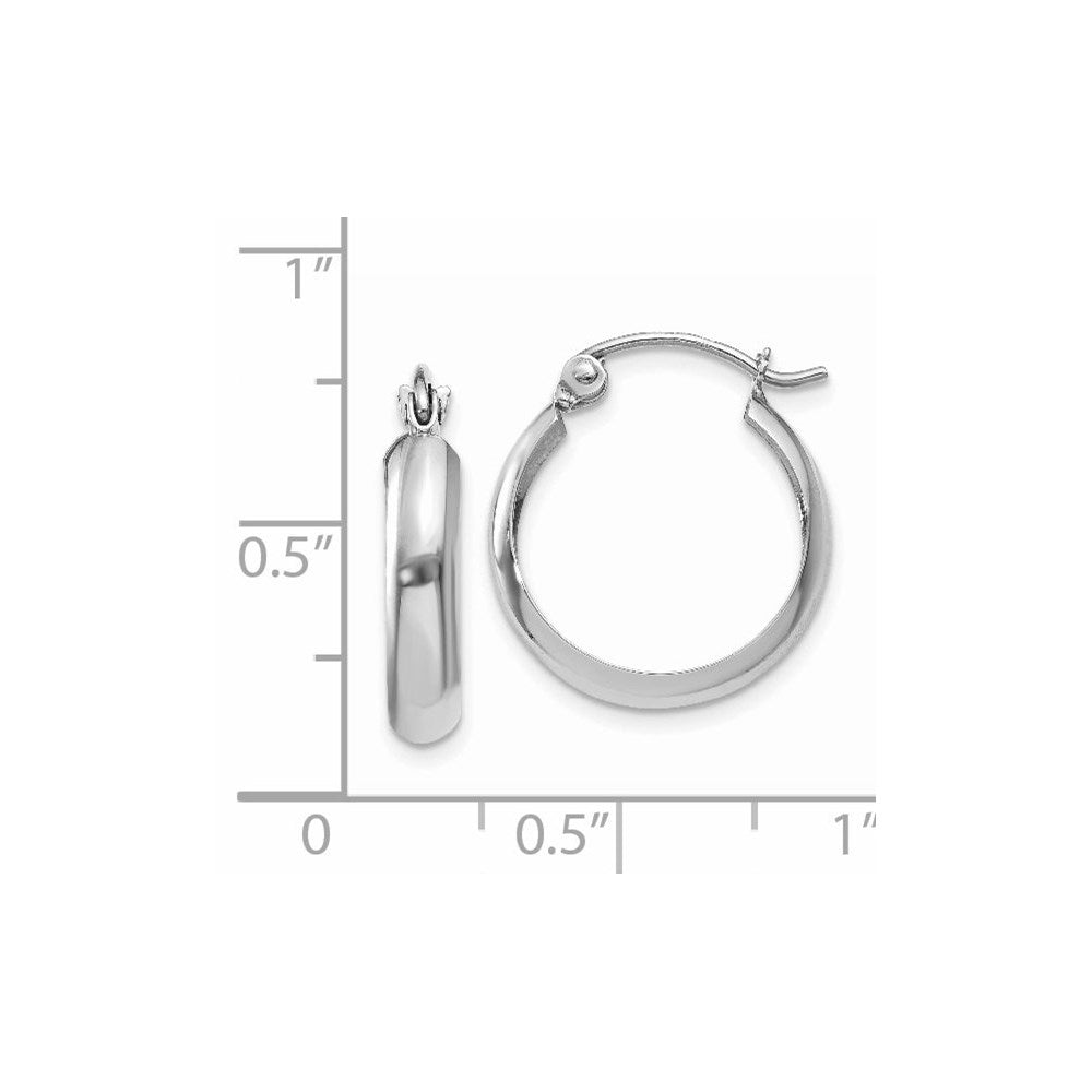 14K White Gold Polished 3.5mm Hoop Earrings