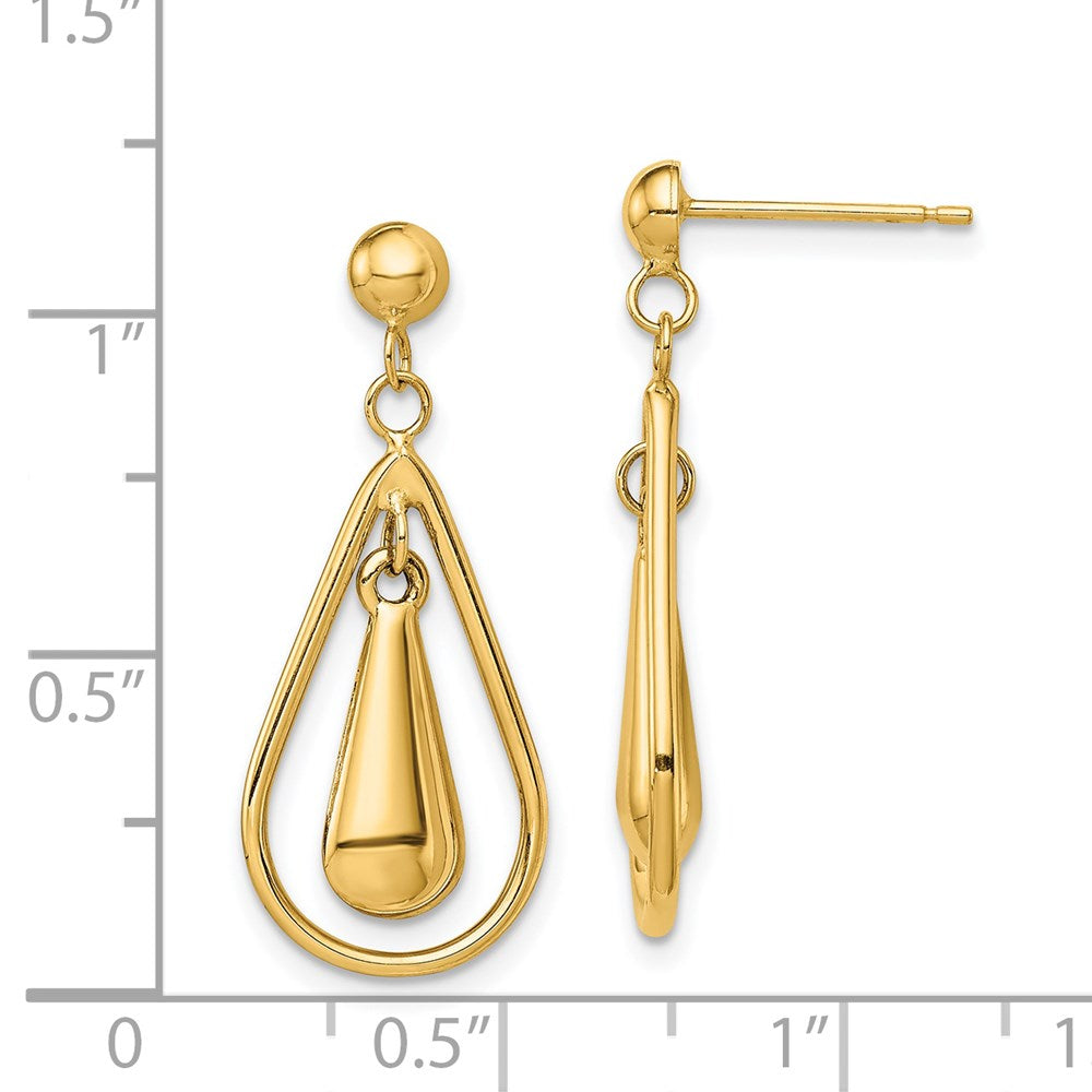 14K Yellow Gold Polished Dangle Post Earrings