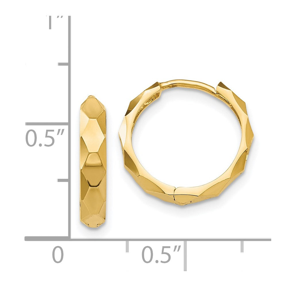 14K Yellow Gold Diamond-Cut Hoop Earrings
