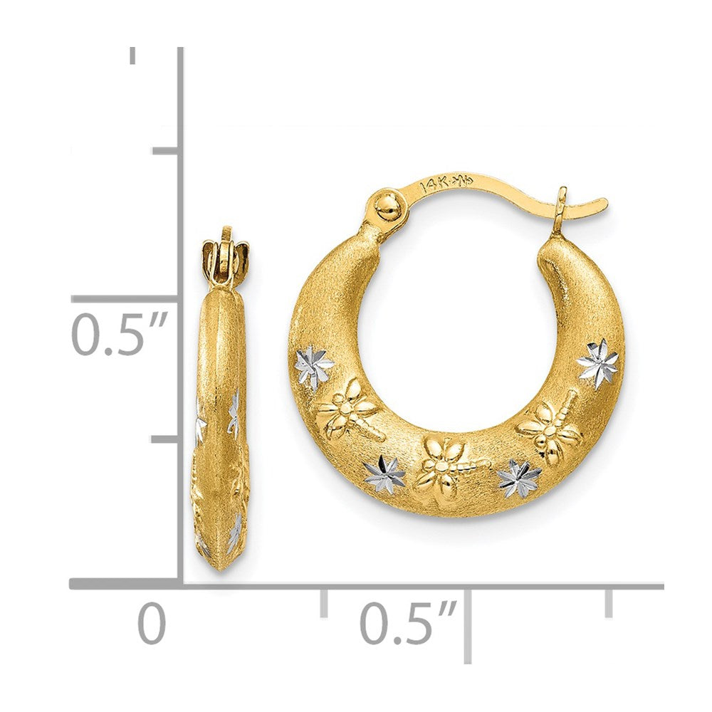 14K Yellow & Rhodium Hoop Earrings