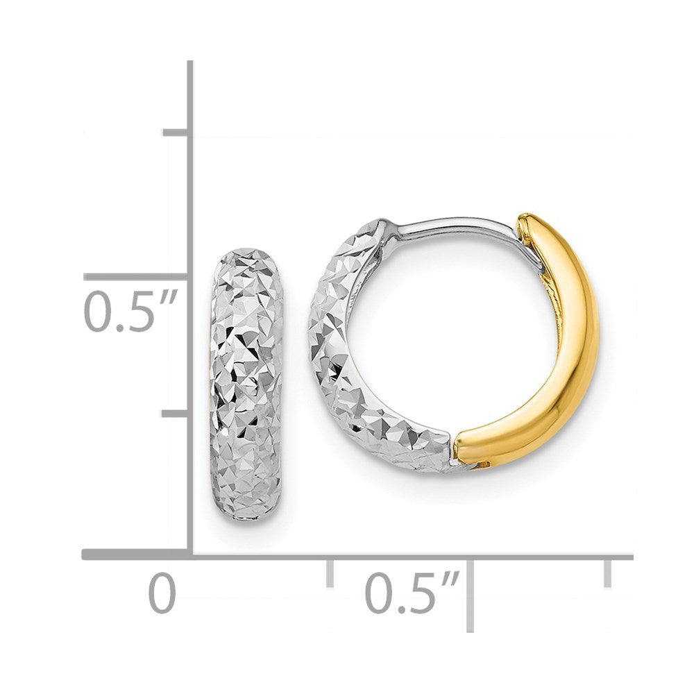 14K Two-Tone Diamond-Cut Hoop Earrings