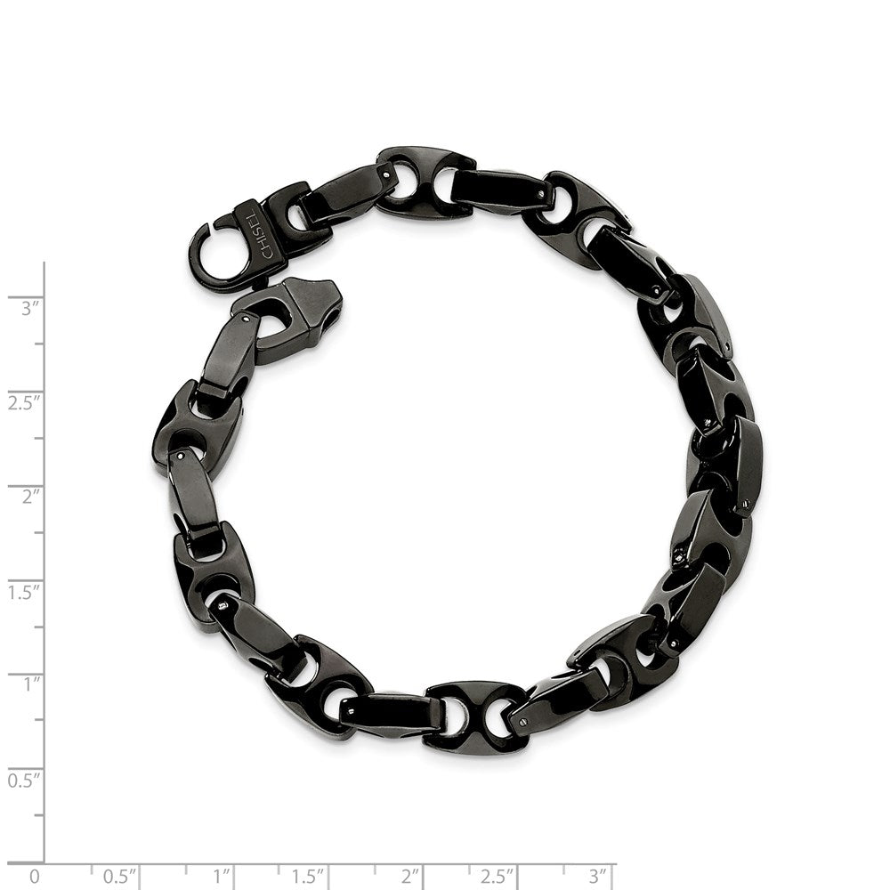 Tungsten Chisel Polished Black Ip-Plated 9 Inch Bracelet