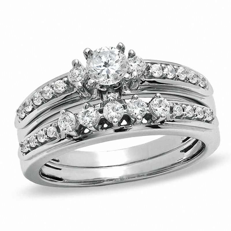 3/4 CT. Diamond Bridal Engagement Ring Set in 14K White Gold