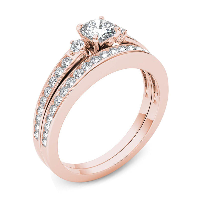 1 CT. T.W. Diamond Bridal Set in 14K Rose Gold