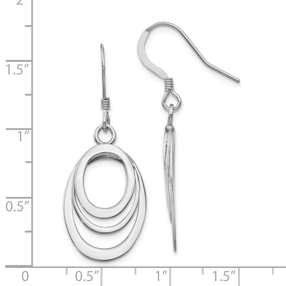 Sterling Silver Rhod Pltd Polished Shepherd Hook Dangle Earrings