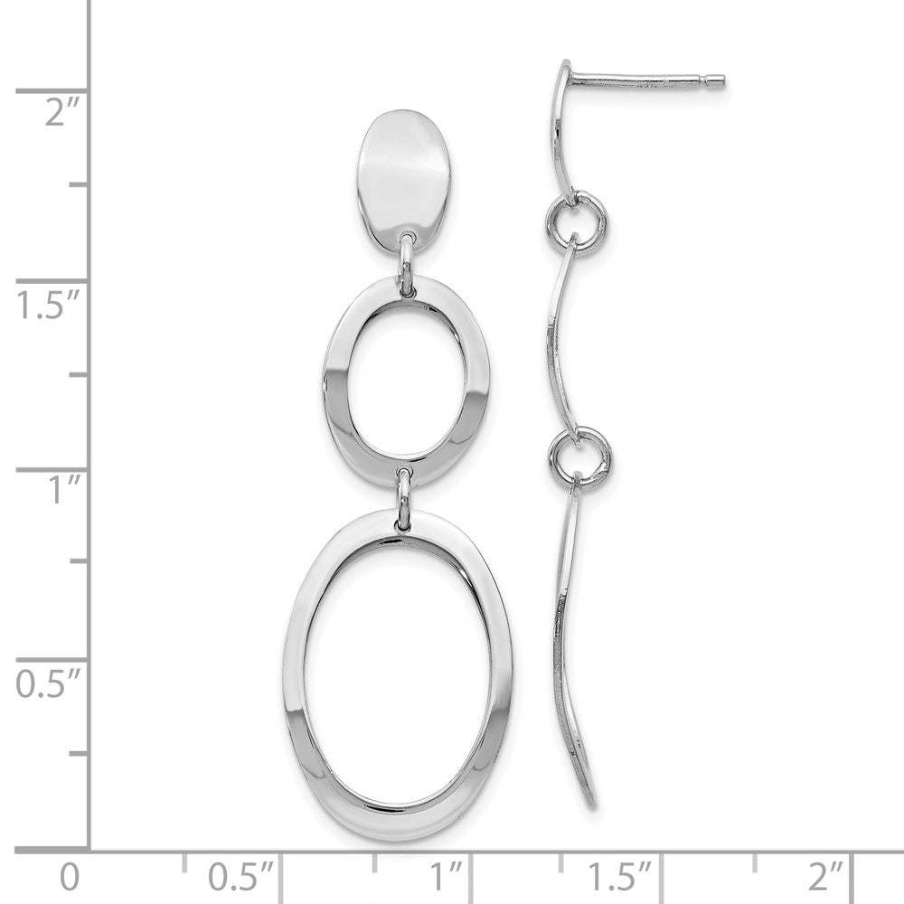 Sterling Silver Rhodium Plated Polished Post Dangle Earrings