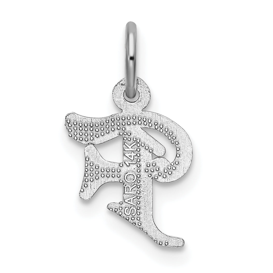 14K White Gold 14Kw Diamond-Cut Letter F Initial Charm