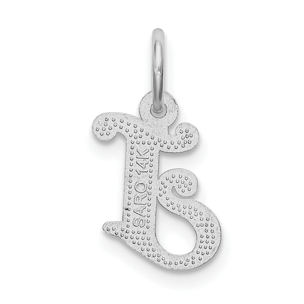 14K White Gold 14Kw Diamond-Cut Letter J Initial Charm