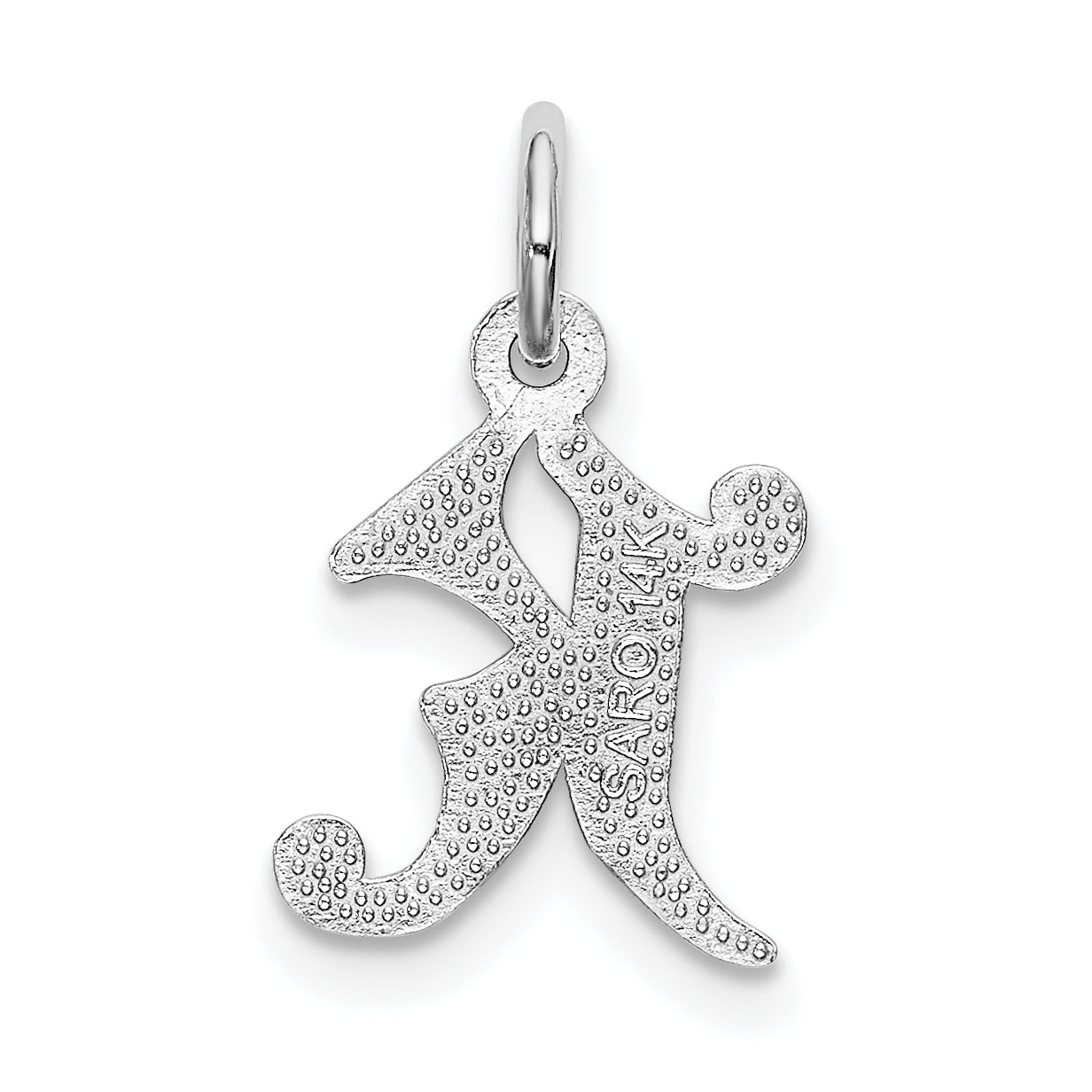 14K White Gold 14Kw Diamond-Cut Letter K Initial Charm