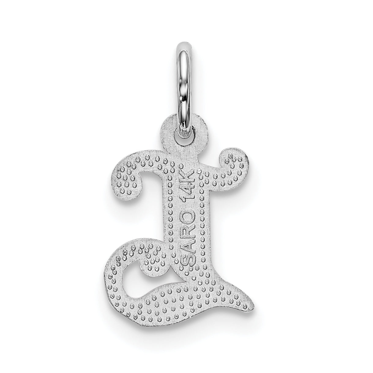 14K White Gold 14Kw Diamond-Cut Letter L Initial Charm