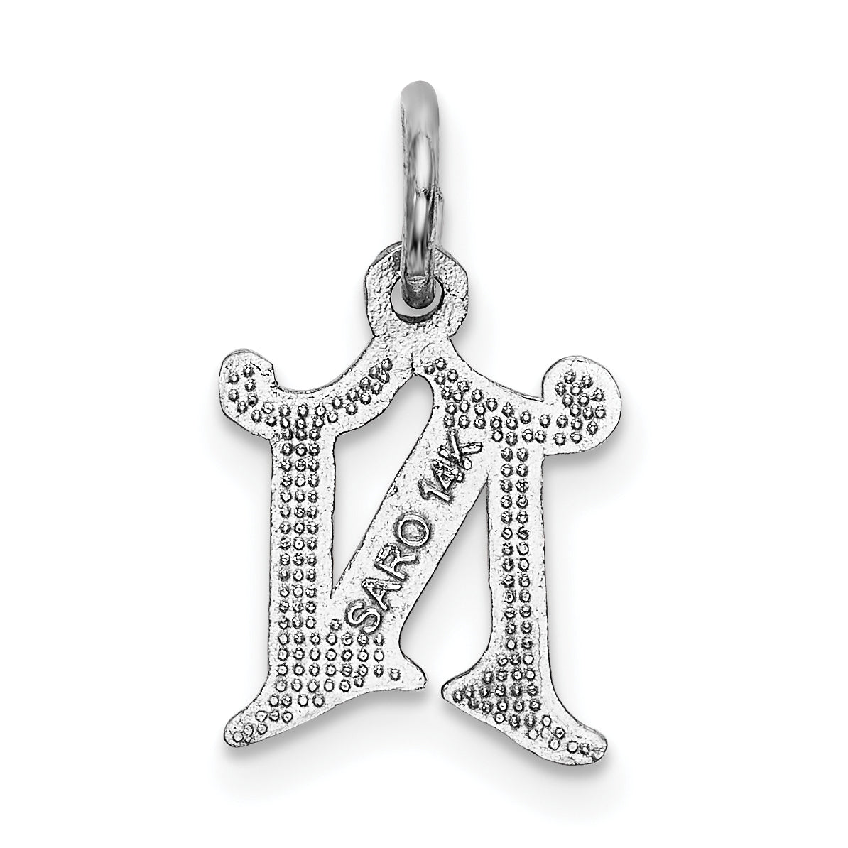 14K White Gold 14Kw Diamond-Cut Letter N Initial Charm