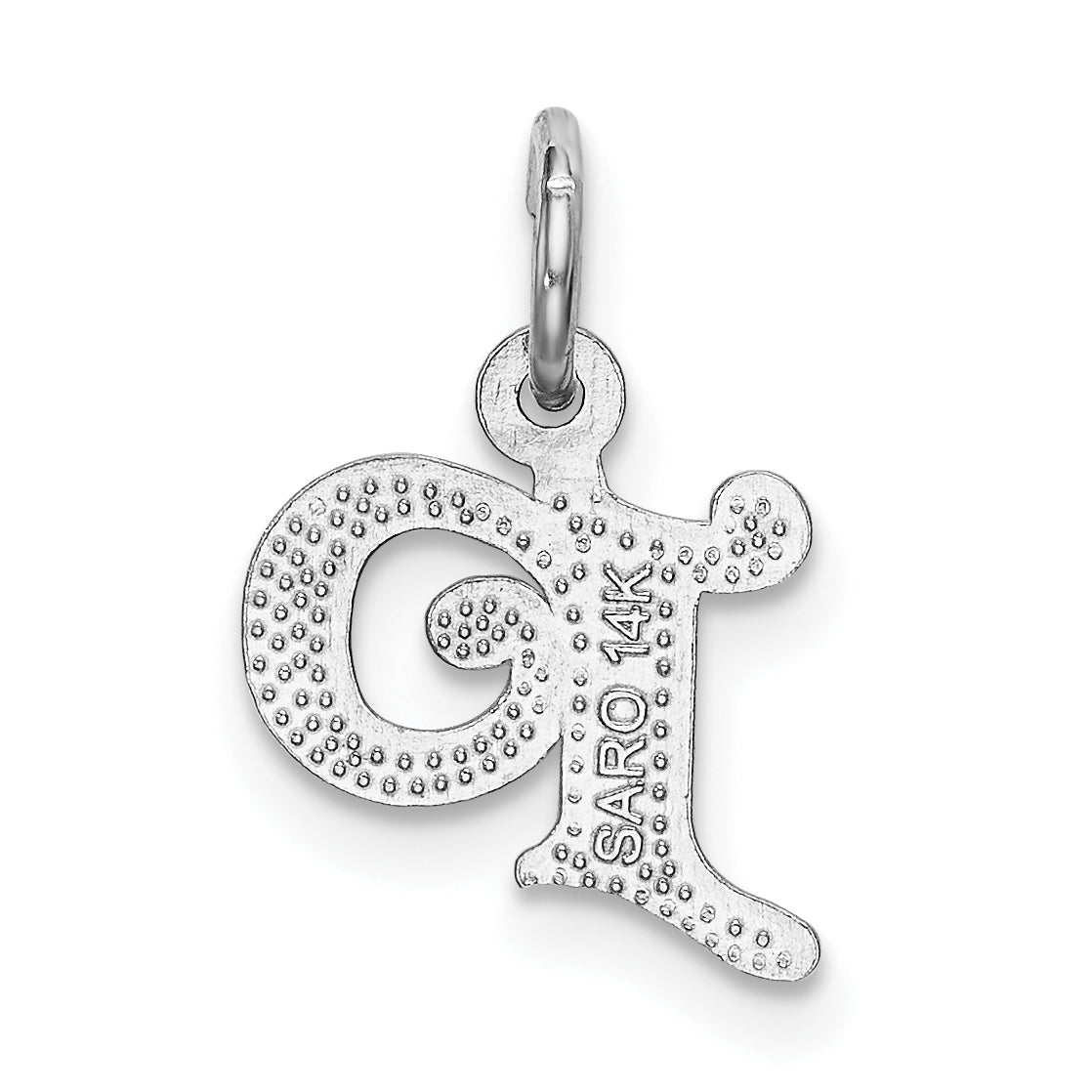 14K White Gold 14Kw Diamond-Cut Letter P Initial Charm