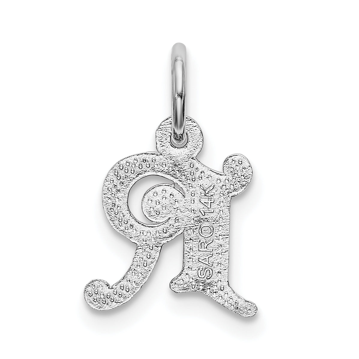 14K White Gold 14Kw Diamond-Cut Letter R Initial Charm