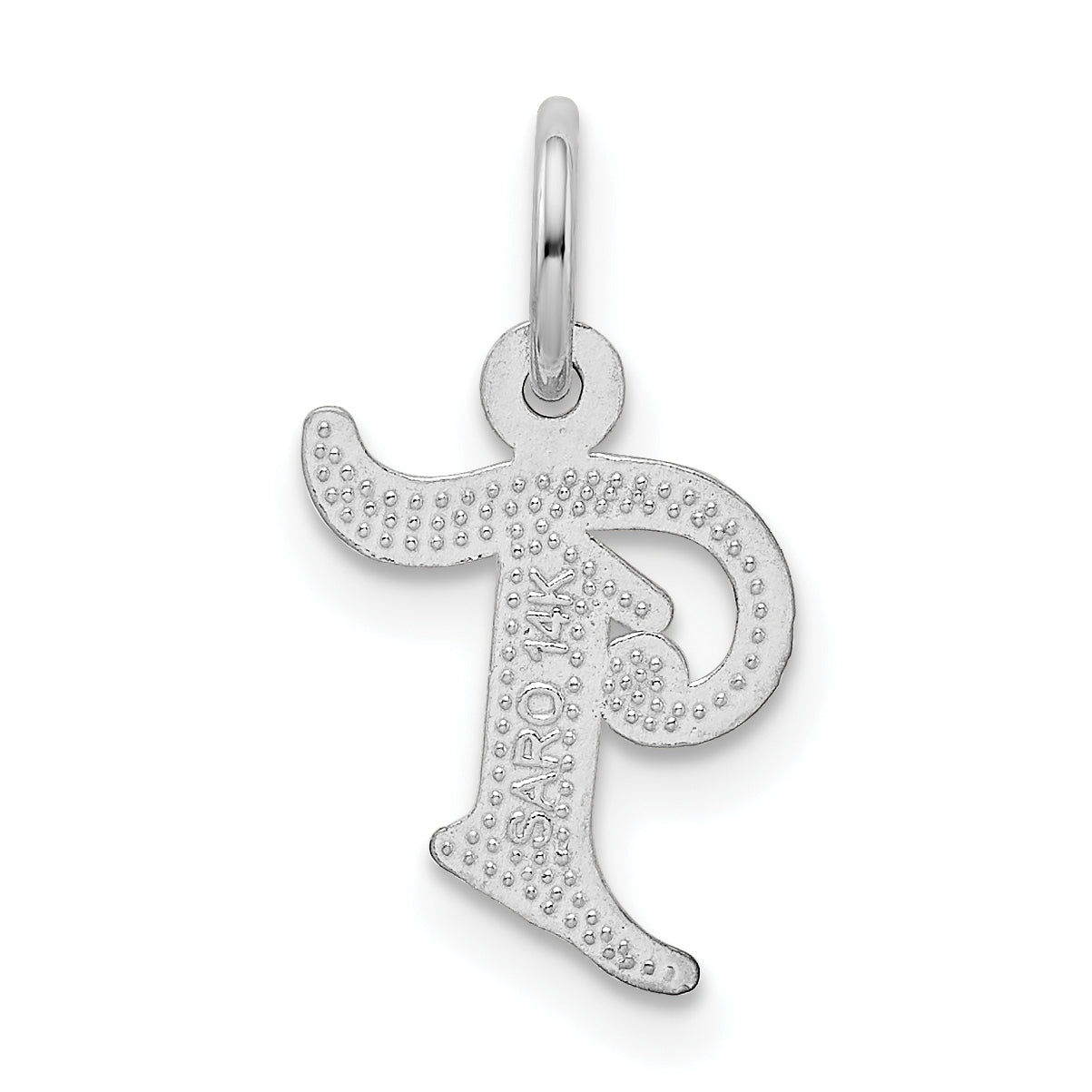 14K White Gold 14Kw Diamond-Cut Letter T Initial Charm