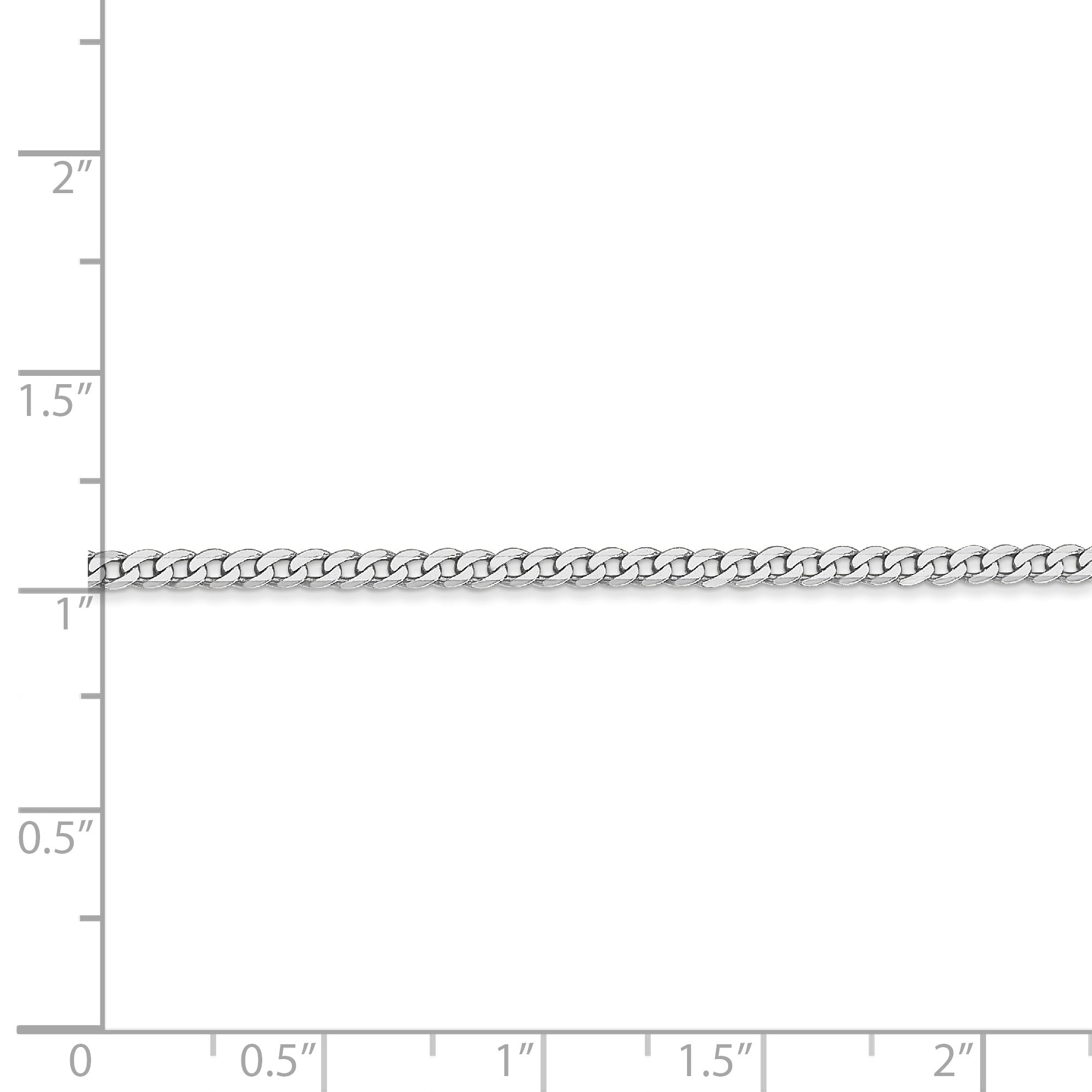 18 Inch 14K White Gold 2.2mm Flat Beveled Curb Chain Necklace