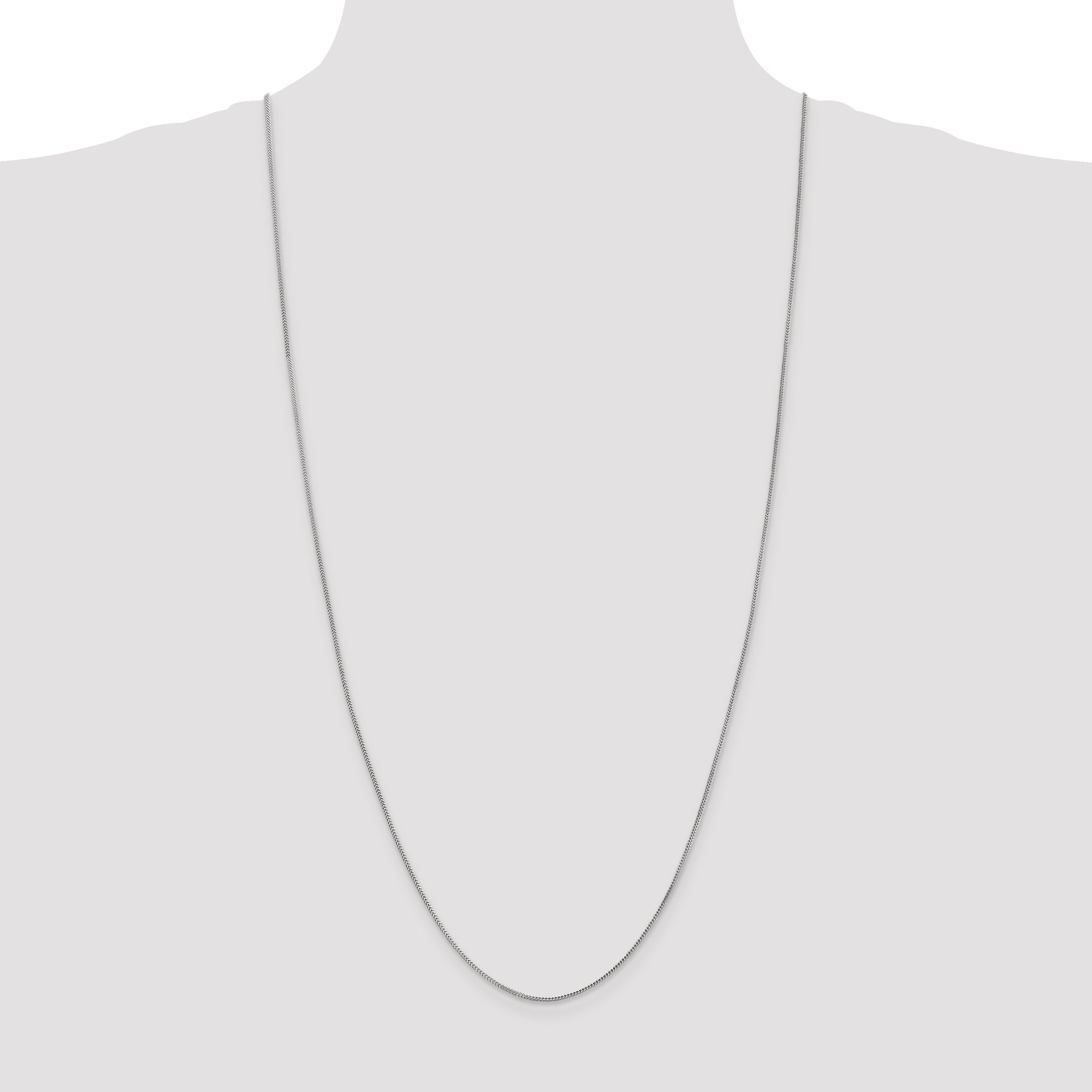 14K White Gold 30 Inch .9mm Franco With Lobster Clasp Chain Necklace